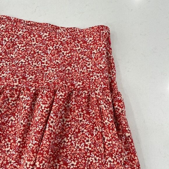 Vintage Abercrombie & Fitch Red Floral Ruffle Lined Mini Skirt Sz S - Picture 3 of 7